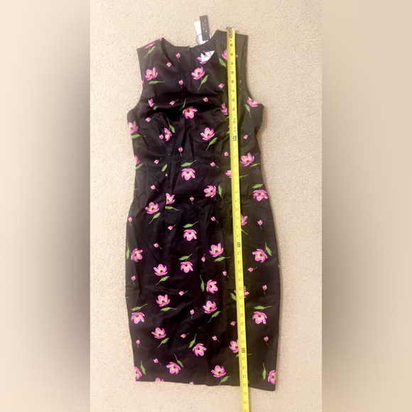 NWT MILLY Kendra Sheath Dress Floral Print $435 Size 6 Black and Pink - Picture 14 of 14